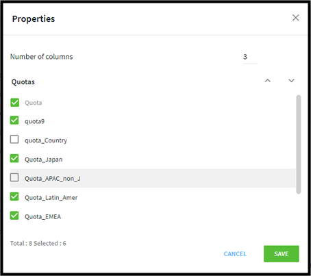 The Properties dialog for the Quotas tab