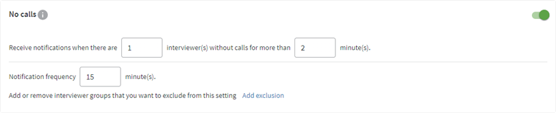No Calls Available configuration