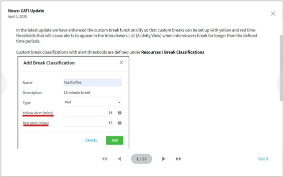 Example of the News window