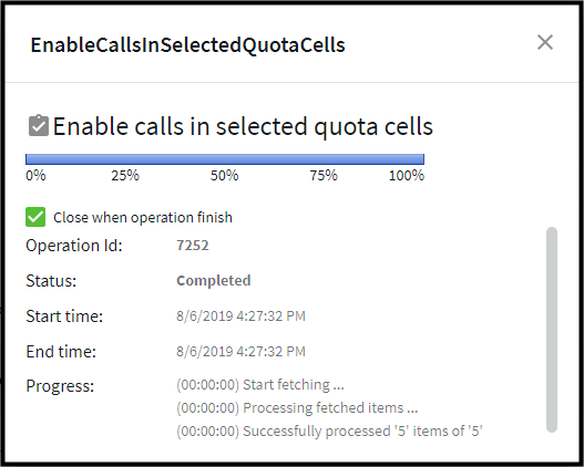 Enabling calls in selected quota cells