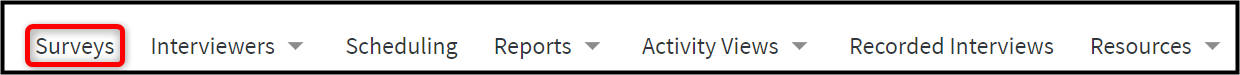 Accessing the Surveys tab in the Main menu    